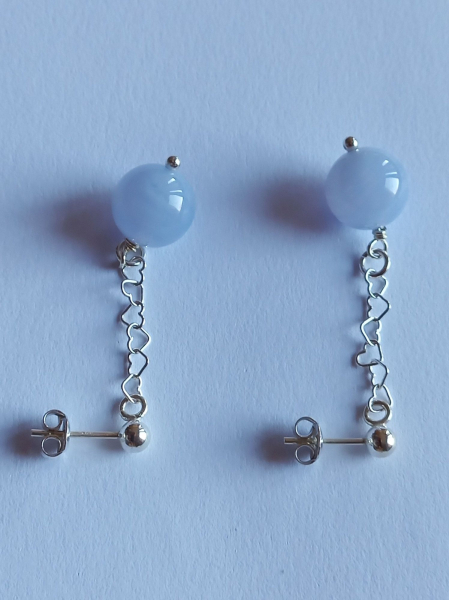earrings-sterling silver-blue-chalcedony-----
