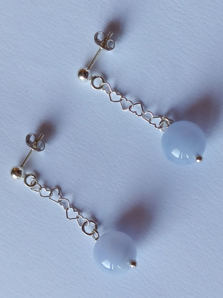 earrings-sterling silver-blue-chalcedony-