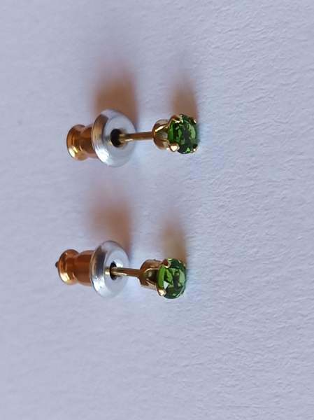 earrings-sterling silver-gold plated-green-chrome diopside---