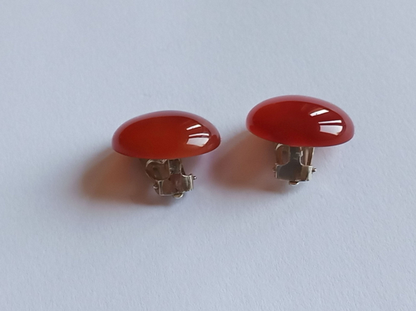 carnelian silver clips 20 mm--