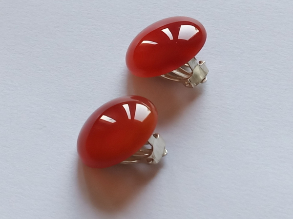 carnelian silver clips 20 mm-