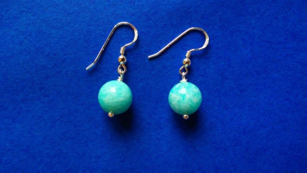 silver earrings-ear wires with turquoise amazonite beads