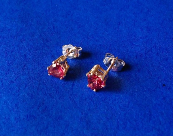 silver earrings-ear studs with purple rhodolite stones-garnet