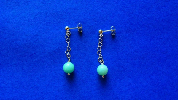 ohrringe mit türkisen amazonit-perlen und kette-silber-ohrstecker