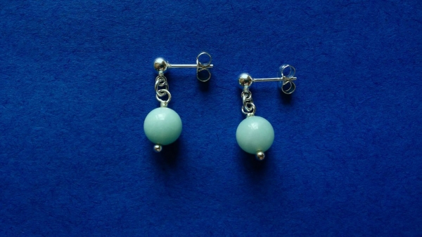 silver earrings-ear studs with turquoise amazonite beads