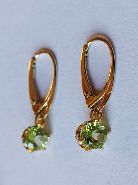 earrings-silver-gold plated-green-peridot-