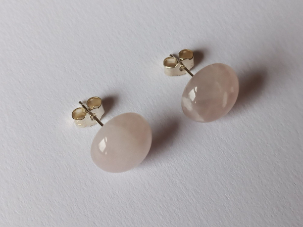 earrings-sterling silver-red-rose quartz-----