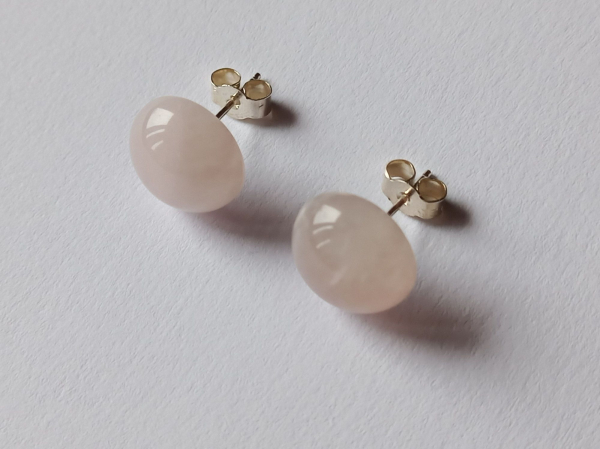 earrings-sterling silver-red-rose quartz--