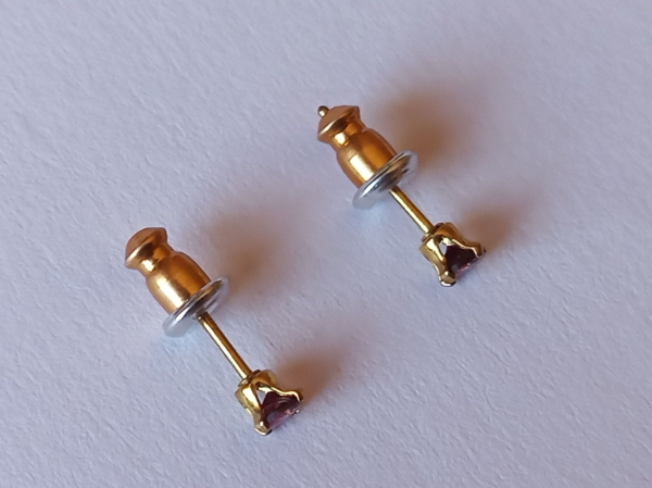 earrings-sterling silver-gold plated-tourmaline-pink---