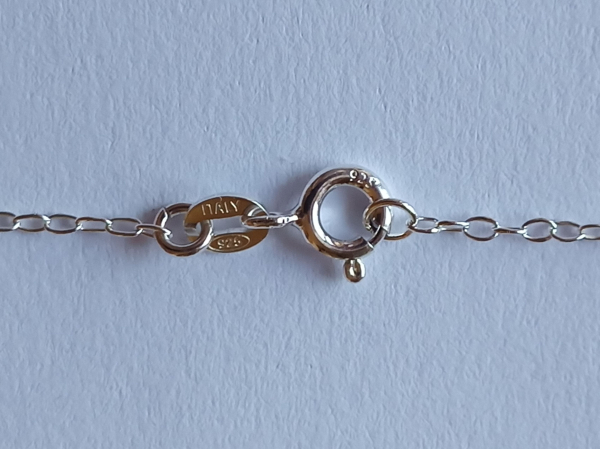 silver chain with red agate bead pendant-anchor chain 45 cm----