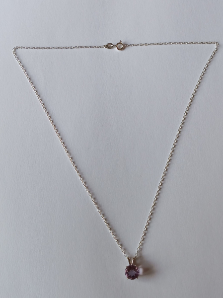 silver chain with purple amethyst pendant-anchor chain 45 cm--------