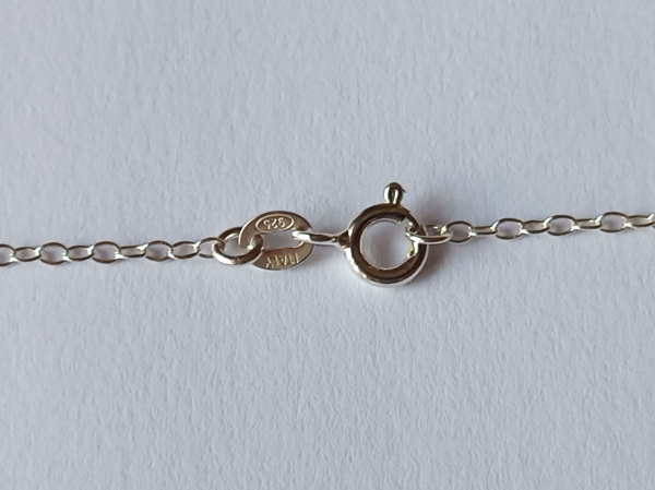 silver chain with purple amethyst pendant-anchor chain 45 cm------