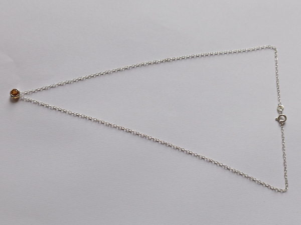 silver chain with yellow citrine pendant-anchor chain 45 cm----