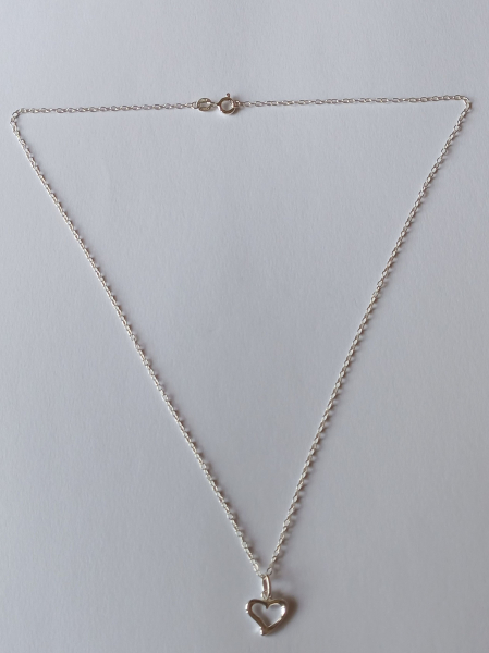 silver chain with heart pendant-anchor chain 45 cm----