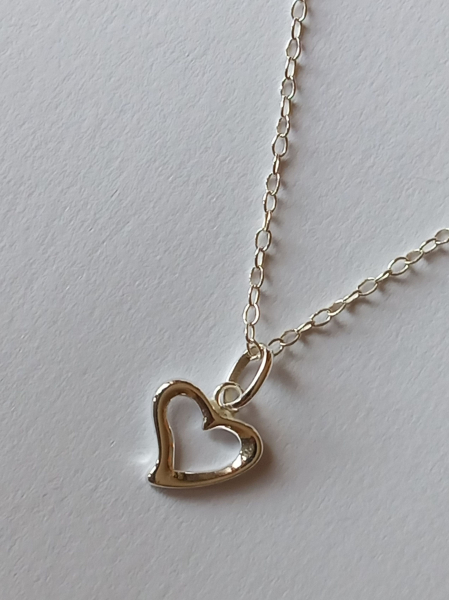 silver chain with heart pendant-anchor chain 45 cm-