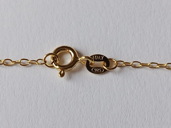 gold plated silver chain with yellow citrine pendant-anchor chain 45 cm--