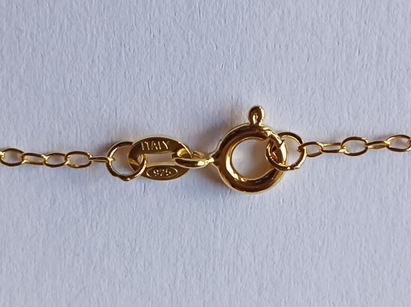 gold plated silver chain with green peridot pendant-anchor chain 45 cm----