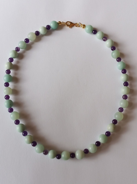 amazonite-amethyst necklace----